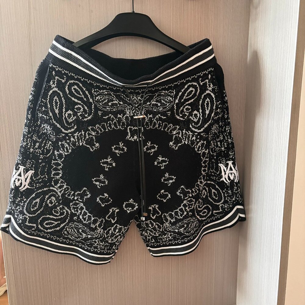AMIRI Black Print Bandana Crochet Basketball Shorts Men's Loose Casual Shorts